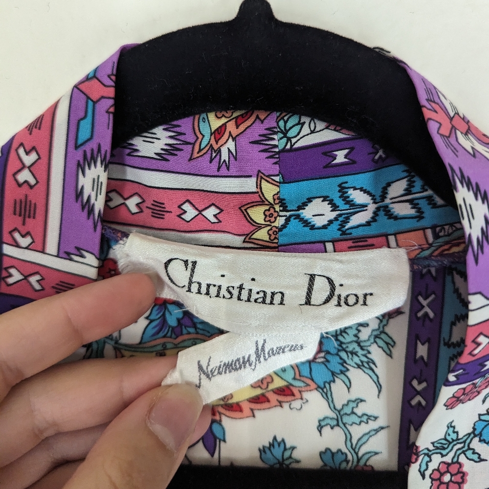 Vintage Christian Dior Neiman Marcus Boho Floral Print Robe - Picture 3 of 5